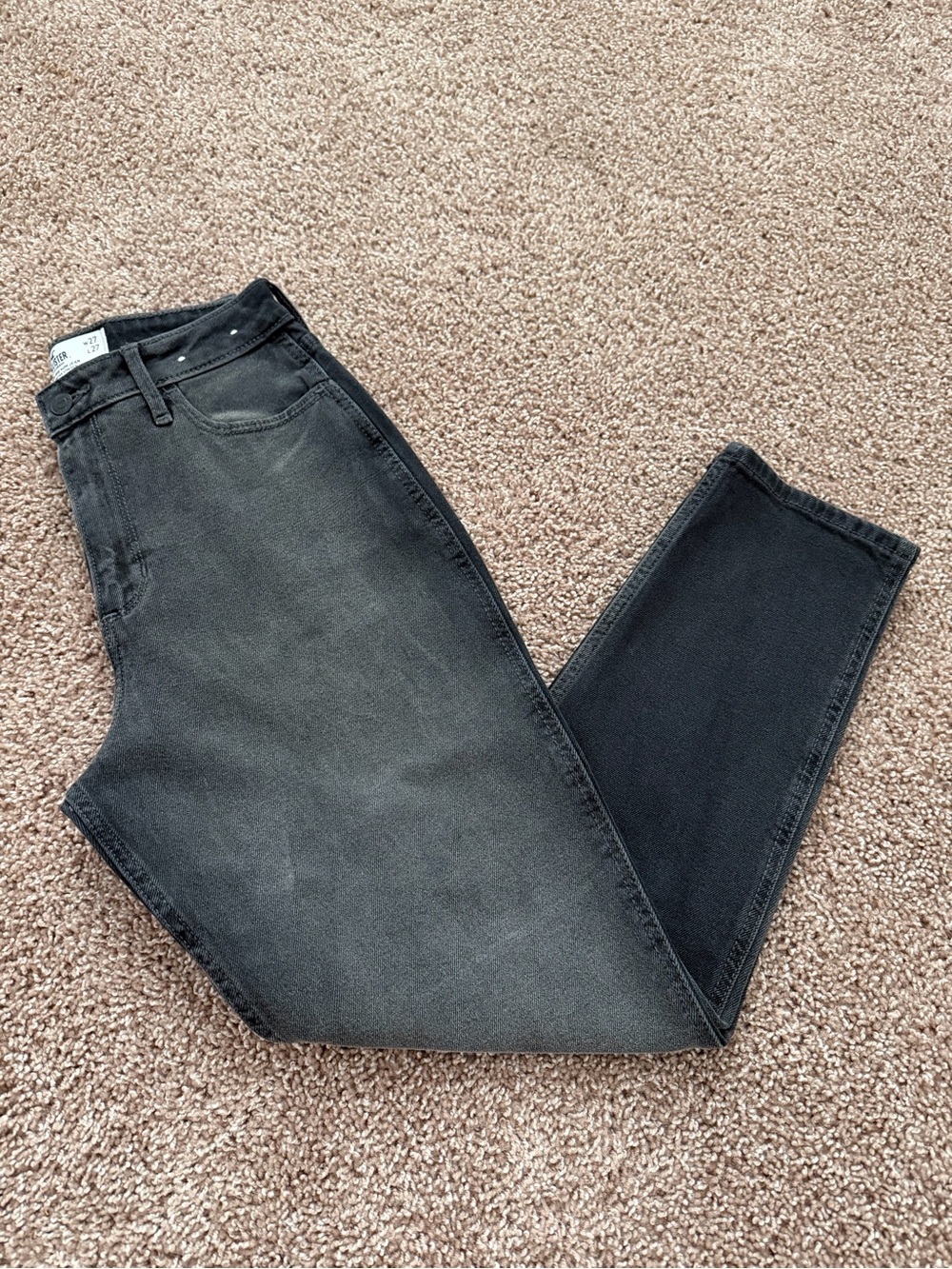 Hollister Women's Black Washed Straight Leg Jeans